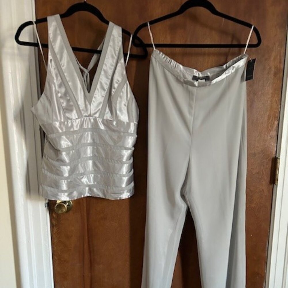 Womens Liz Claiborne silver halter pantsuit sz 12